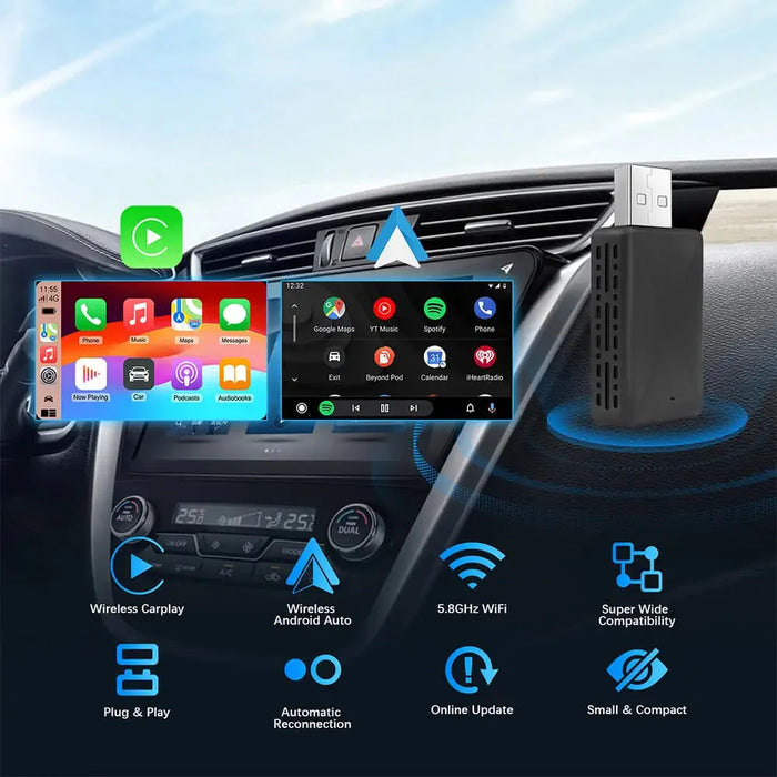 Wireless Carplay Adapter For Oem Wired Carplay - Fast Plug And Play Bluetooth Dongle For Mini Cars