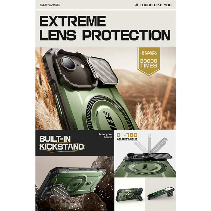 For Iphone 16E / 15 / 14 / 13 6.1 Inch Ub Mag Xt Heavy Duty Magnetic Phone Case With Camera Protector & Built-In Kickstand