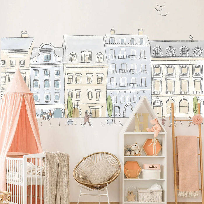 Cartoon City Street Wall Stickers For Home Decor