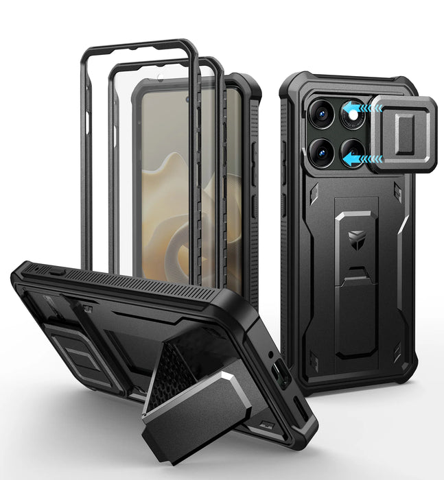For Motorola Moto Edge 2025 Kickstand Heavy Duty Protection Shockproof Phone Case With Built-In Magnetic Slide Camera Case