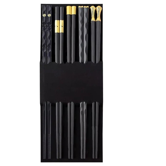 5 Pairs Korean & Japanese Alloy Chopsticks Reusable Sushi Sticks