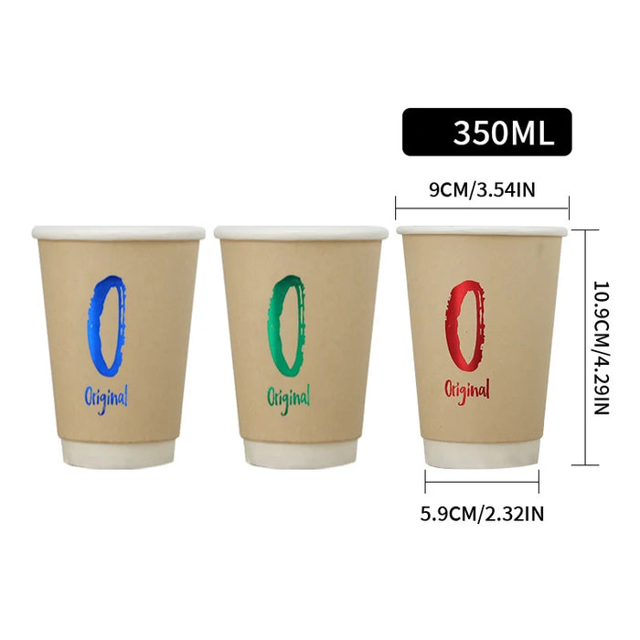 25 Piece Bamboo Double Wall Paper Cups For Hot / Cold Drinks Natural & Eco Friendly