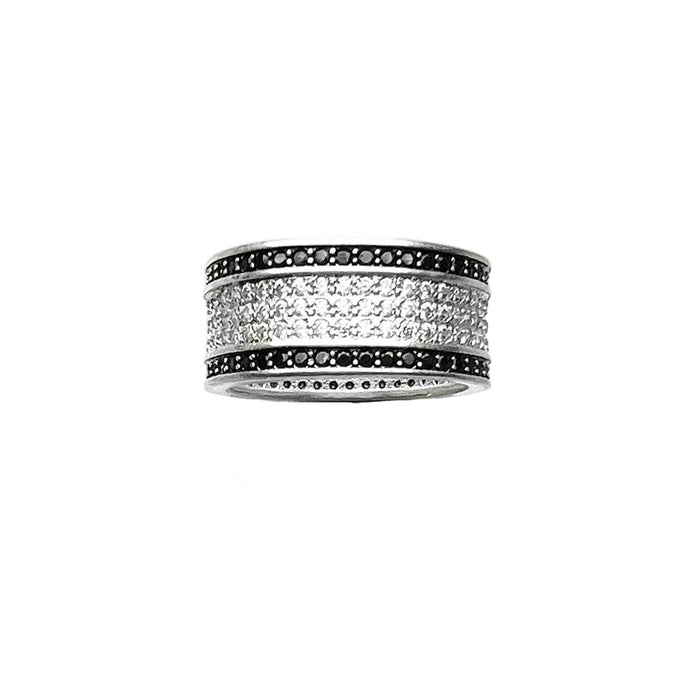 925 Sterling Silver Black & White Ring Europe Style Fine Jewelry For Women