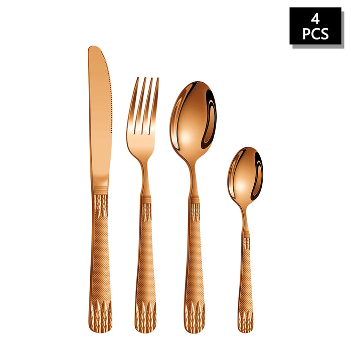 4 / 6 / 16 / 24 Piece Stainless Steel Rose Gold Cutlery Set For Family & Hotel