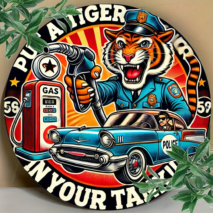 Aluminum Tiger Gas Station Sign Ideal For Automotive Decor