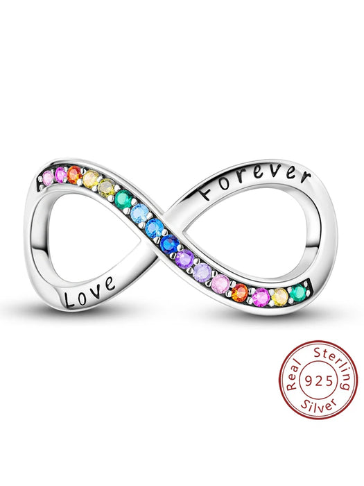 925 Sterling Silver Love Forever Charms Pendant Fits Bracelet Women Diy Gift
