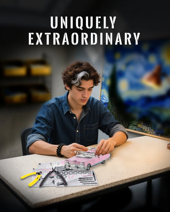 Classic Pink Cabriolet Fridge Magnet 3D Metal Kit