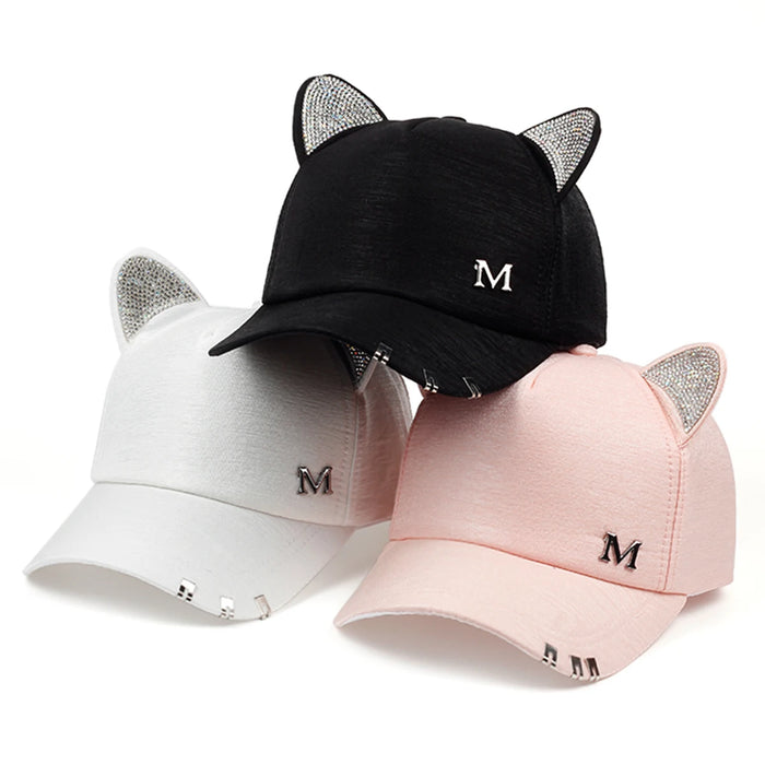 Adjustable Unisex Cat Ears Baseball Cap Spring / Autumn Sun Hat