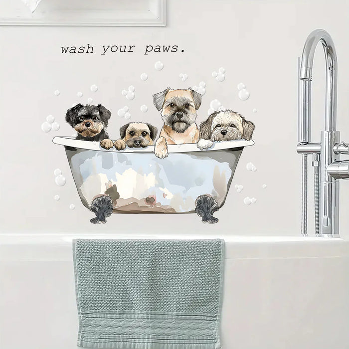 Adorable Dog Bathing Wall Stickers For Kids Room Decor