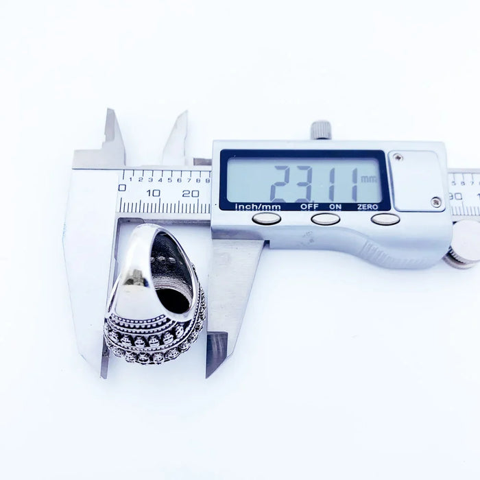 925 Sterling Silver Black Oval Cz Skull Skeleton Cocktail Ring Men & Women