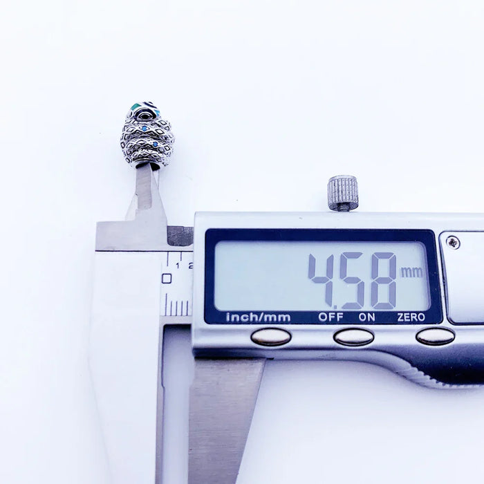 925 Sterling Silver Blue Snake Bead Ethnic Charm For European Bracelets