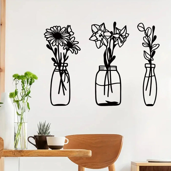 Flower Vase Wall Stickers For Home Decor