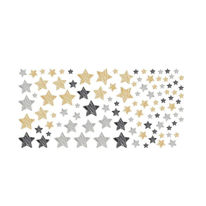 Gold Black Stars Graffiti Wall Stickers For Kids Room Decor
