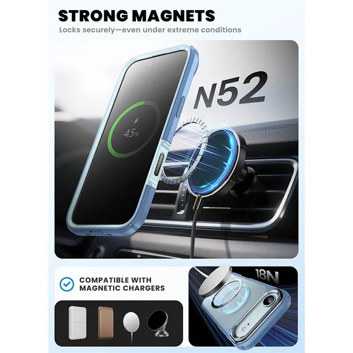 For Iphone 17 Air 6.7 Inch 2025 Flip Full-Body Heavy Duty Magnetic Phone Case With Tempered Glass Screen Protector