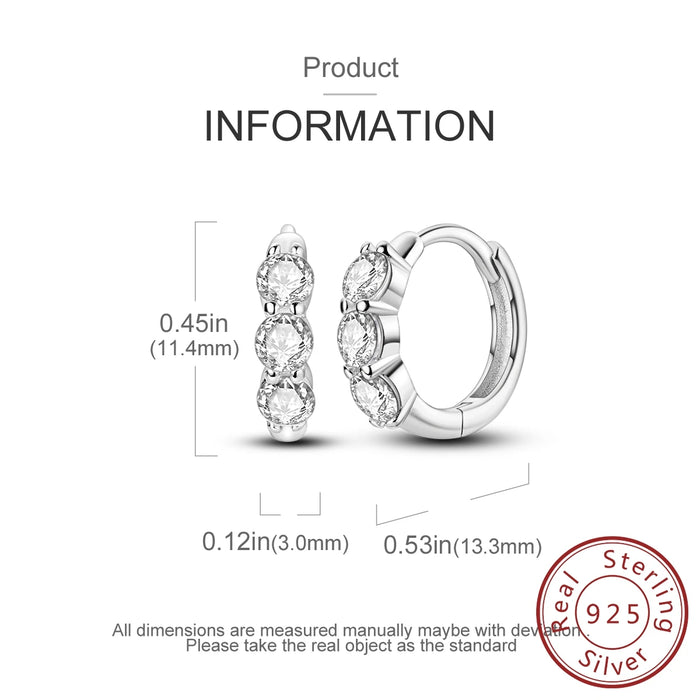 925 Sterling Silver Round Zirconia Hoop Earrings For Women Fine Jewelry