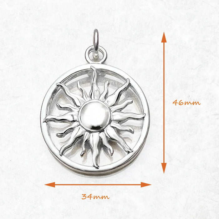 925 Sterling Silver Sun Amulet Pendant European Style Gift For Women & Men