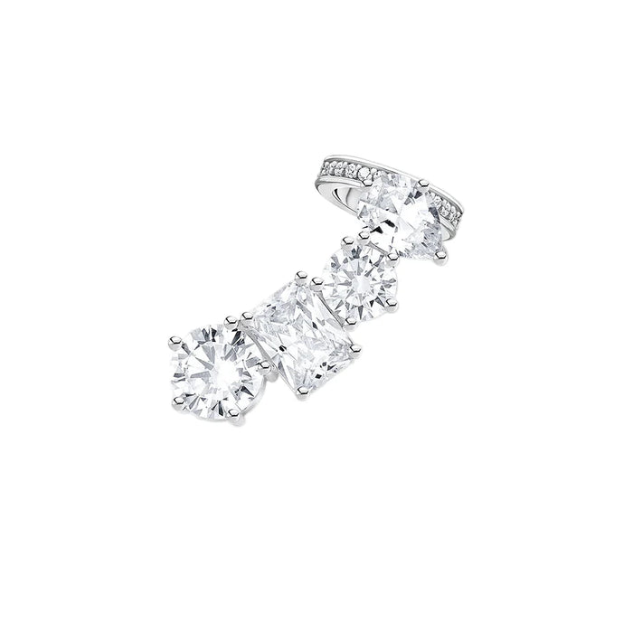 925 Sterling Silver Climber Ear Stud With White Zircon For Women
