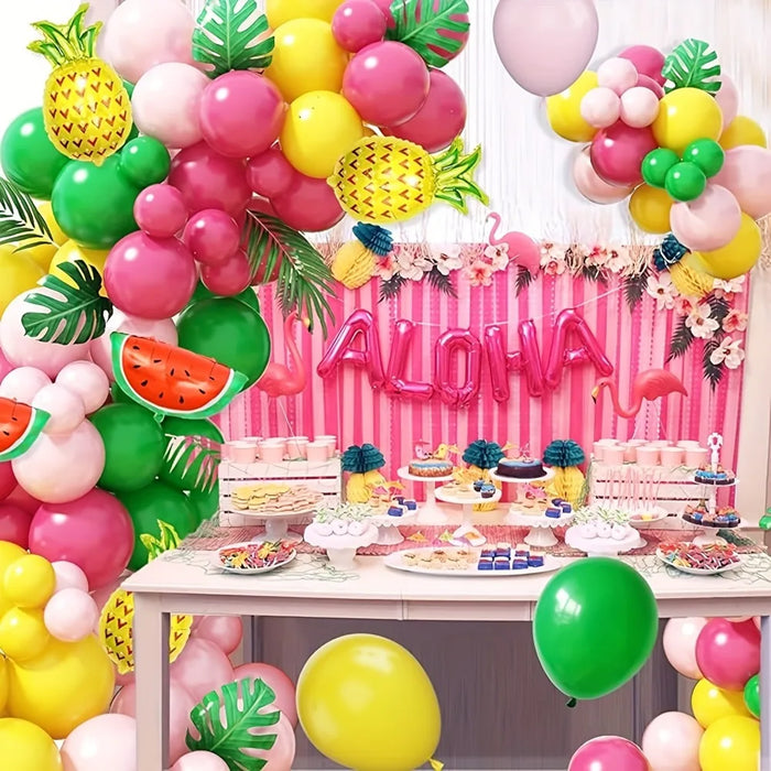 138Pcs Hawaiian Themed Party Balloons Decorated Hawaiian Atmosphere Party Birthday Party Decoration Summer Party Decoration