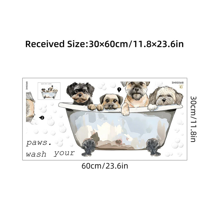 Adorable Dog Bathing Wall Stickers For Kids Room Decor