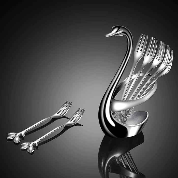 Stainless Steel Swan Fruit Fork Set For High End Dining