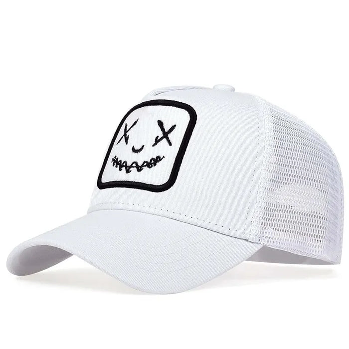Ghost Face Embroidered Baseball Cap Adjustable Sun Hat For Spring / Summer