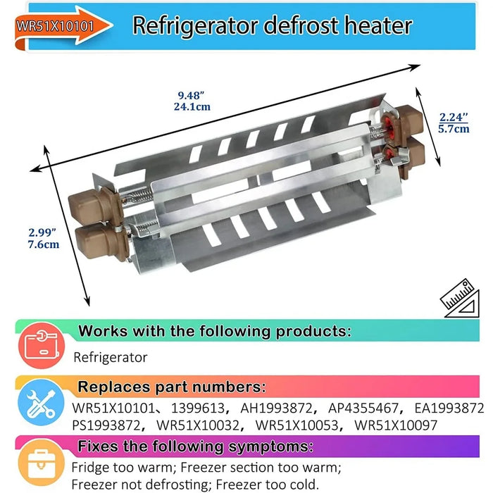 Wr51X10101 Refrigerator Defrost Heater Compatible For Ge 1399613 Ah1993872 Ap4355467 Ea1993872 Ps1993872 Wr51X10032 Wr51X10053