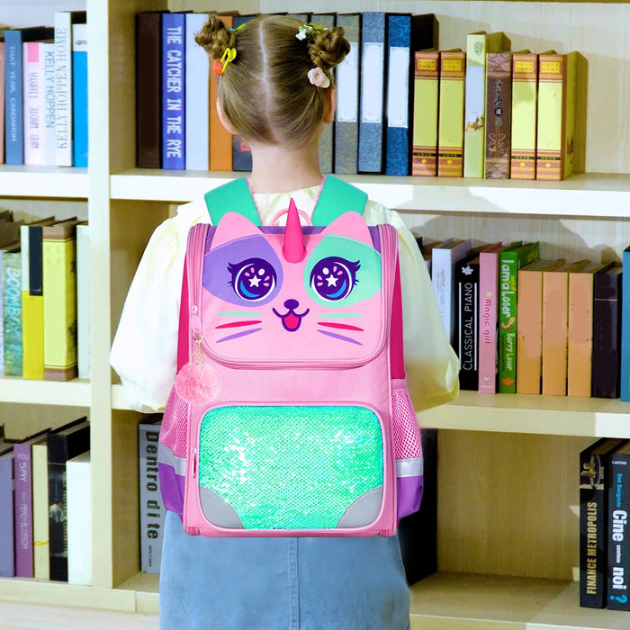 3 Piece Unicorn Dinosaur Backpack Set For Girls