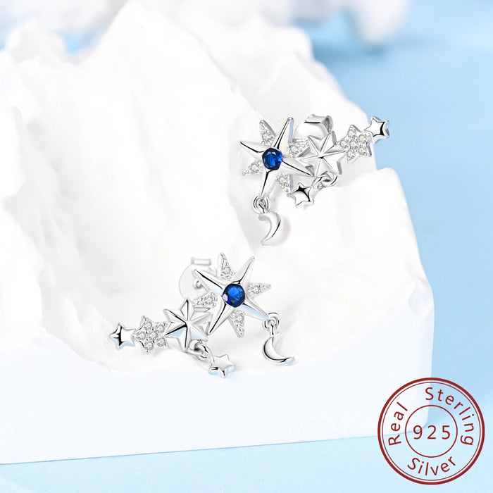 925 Sterling Silver Star Stud Earrings For Women Fine Jewelry
