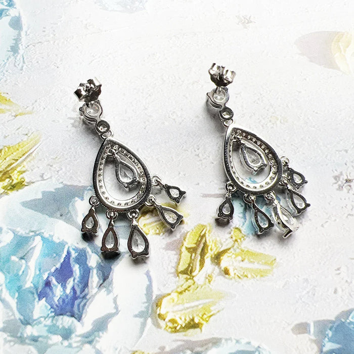 925 Sterling Silver Romantic Water Drop Stud Earrings