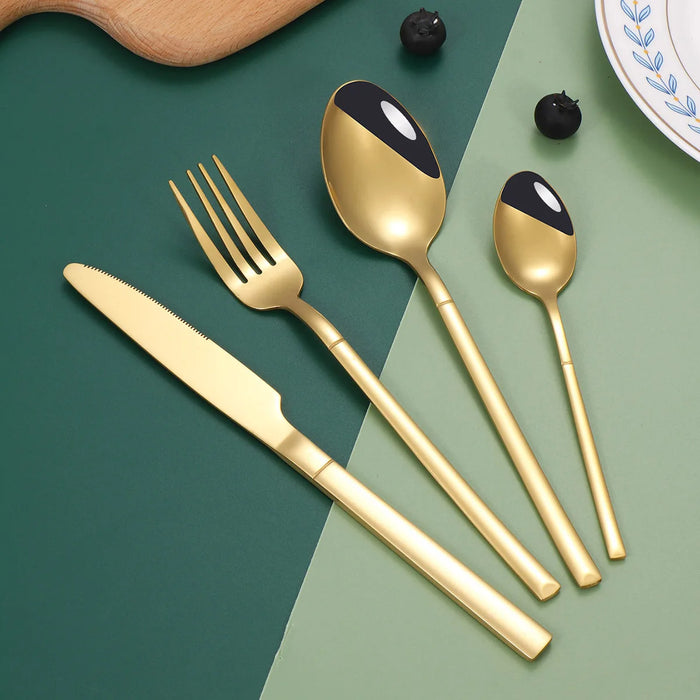 4 Piece Stainless Steel Cutlery Set Steak Knife Dessert Fork Spoon