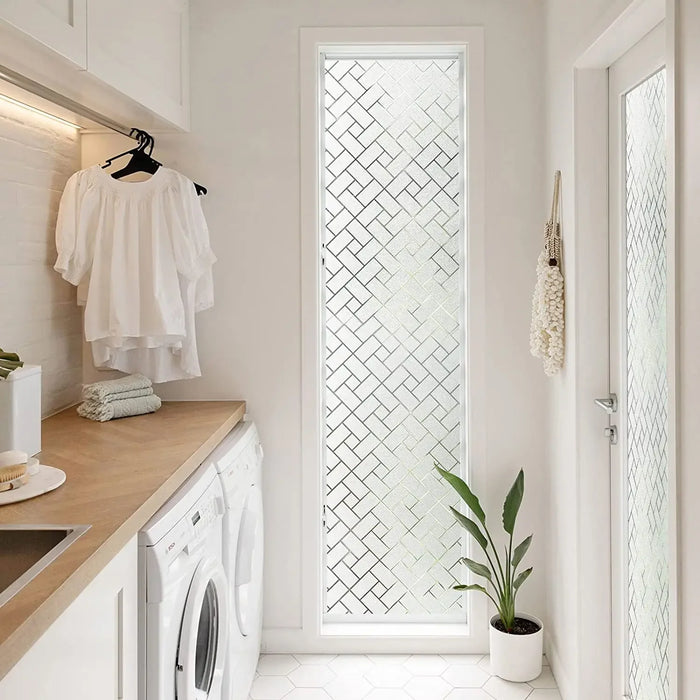 Frosted Window Film - Uv Protection Privacy Cross Pattern - Home / Office