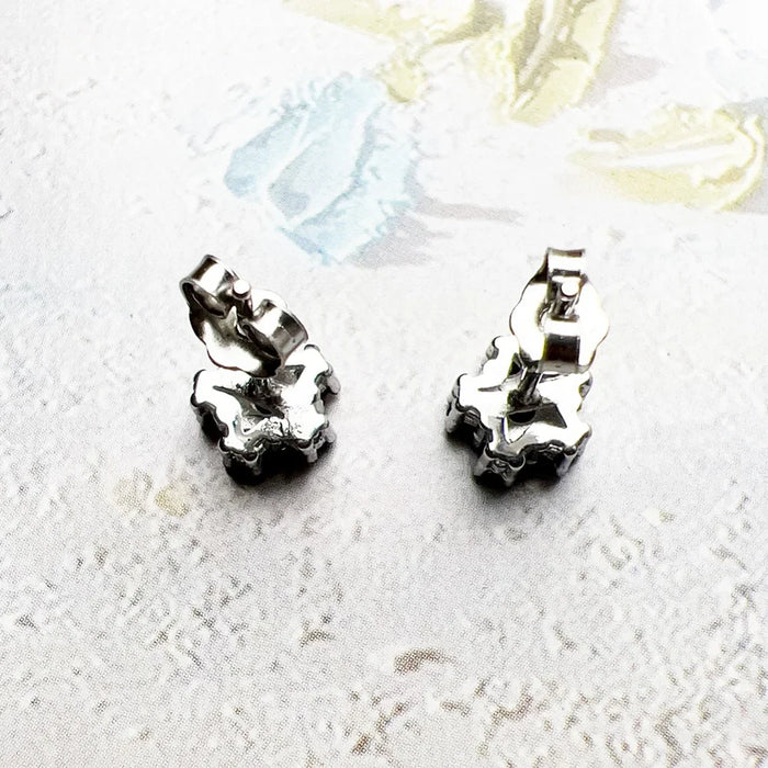 925 Sterling Silver Stylish Pentagonal Flower Stud Earrings