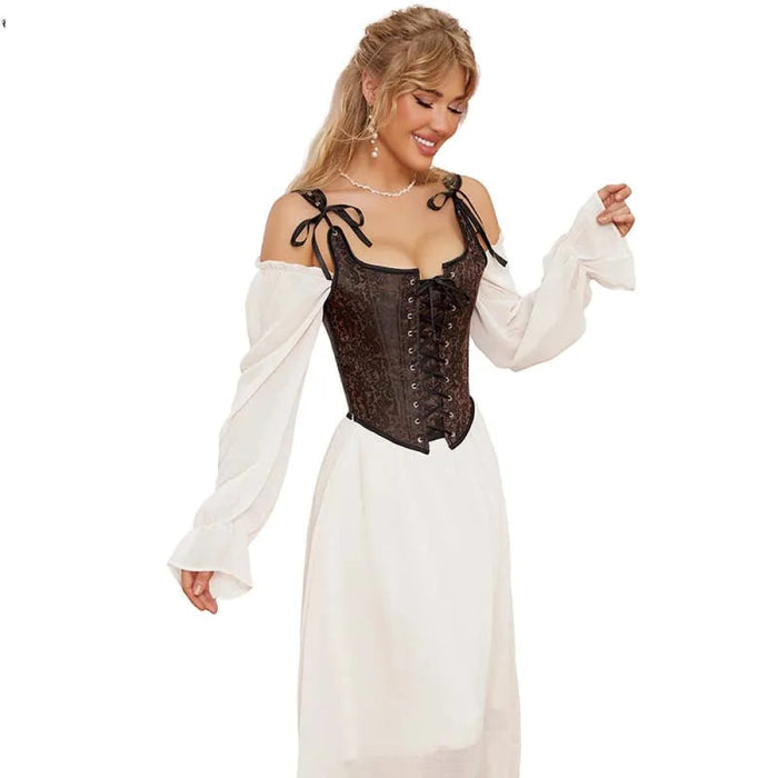 Steampunk Retro Bustier Strap Vest Tank Top Coffee Corset Plus Size Xs-6Xl