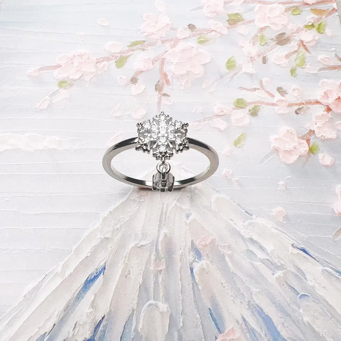 925 Sterling Silver Snowflake Ring Romantic Gift