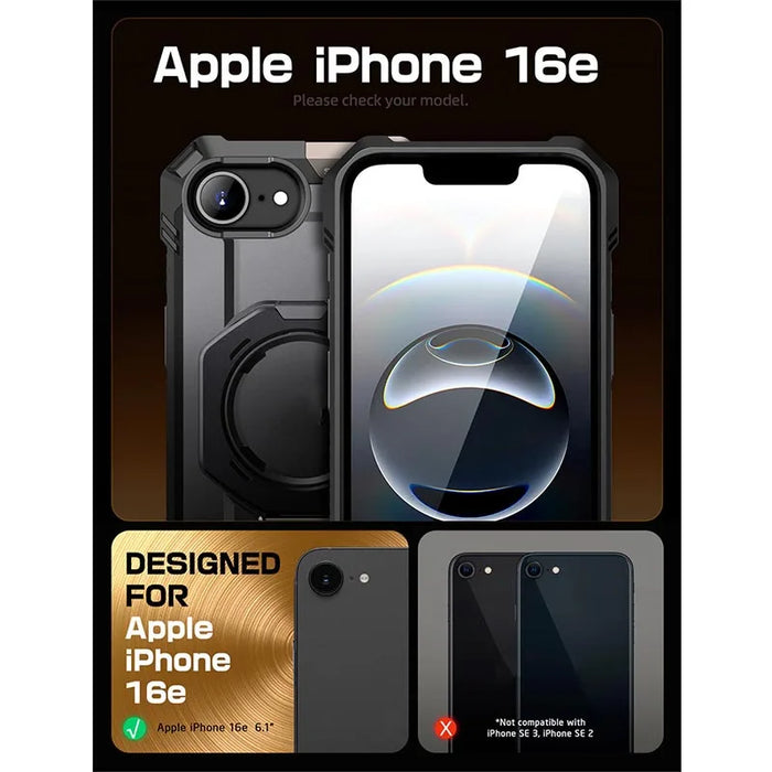 For Iphone 16E 6.1" Ub Grip Heavy Duty Shockproof Magnetic Phone Case With Camera Case & Kickstand