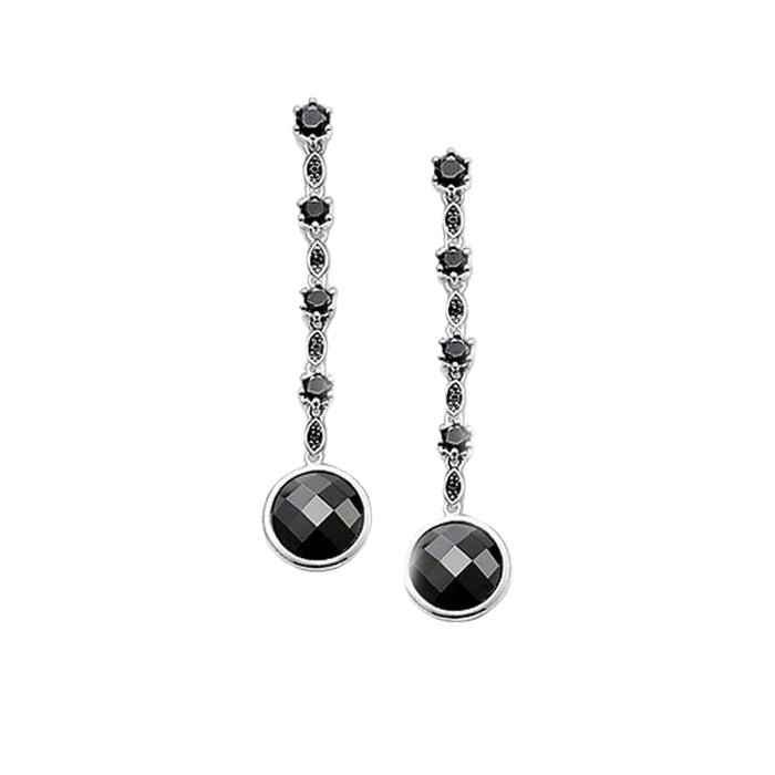 925 Sterling Silver Boho Black Star Drop Earrings