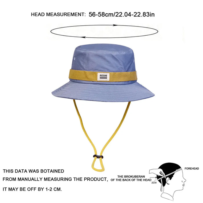 Ngshe Embroidered Drawstring Bucket Hat Sun Protection For Outdoor Adventures