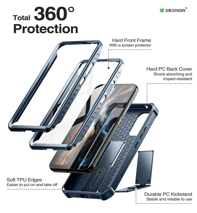 For Samsung Galaxy A34 5G 6.6 Inch 360 Full-Body Rugged Holster & Kickstand Shockproof Case With Built-In Screen Protector