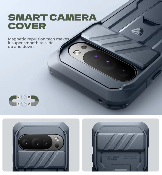 For Google Pixel 10 / 10 Pro Rugged Bumper Shockproof Case With Slide Camera Case And Built-In Screen Protector Kickstand