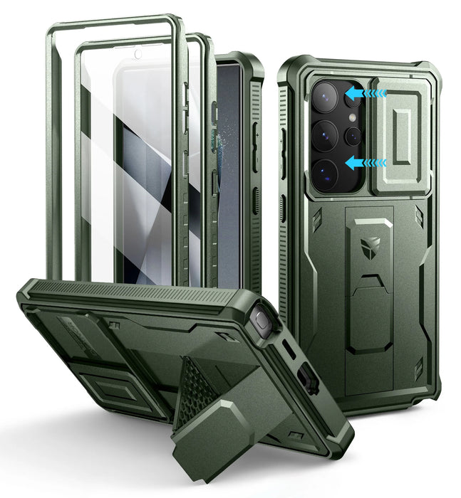 For Samsung Galaxy S24 Ultra 6.8 Inch 2024 Full Body Rugged Case With Camera Case & Built-In Screen Protector Kickstand