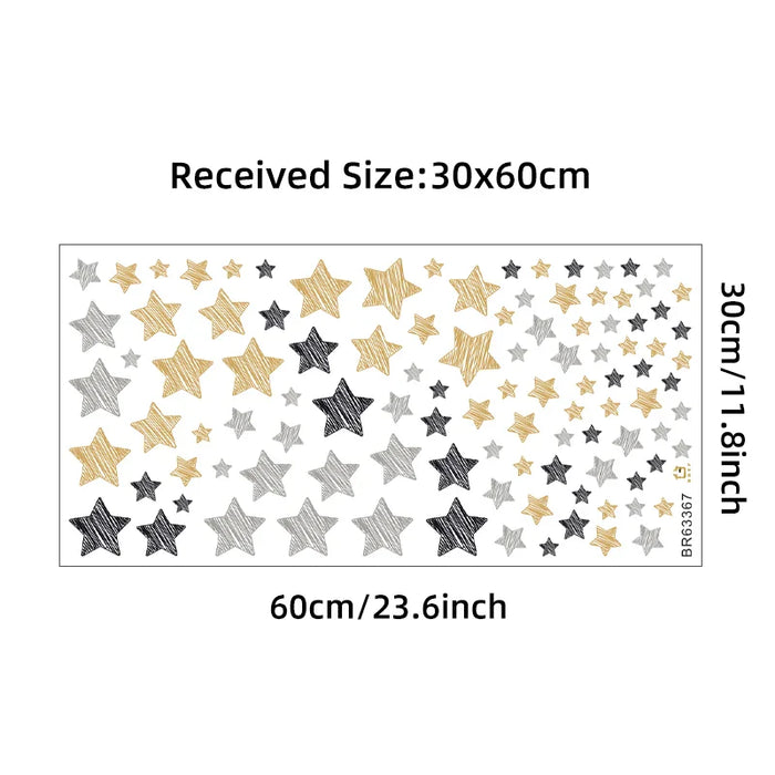 Gold Black Stars Graffiti Wall Stickers For Kids Room Decor