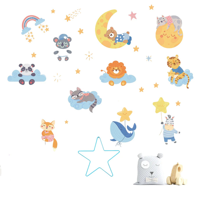 Adorable Cartoon Animal Wall Decals For Kids Room Decor