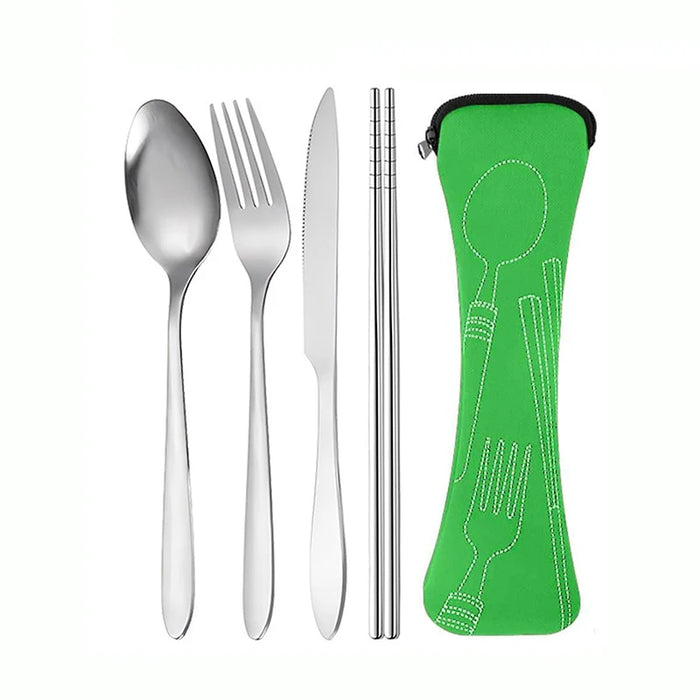 4 Piece Stainless Steel Cutlery Set For School Travel Camping Work