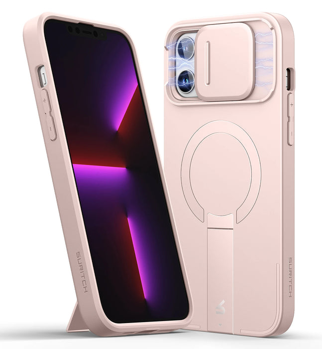 For Iphone 13 / 12 Pro Max Shockproof Bumper Slim Protective Case With Magnetic Camera Slide And Adjustable Kickstand