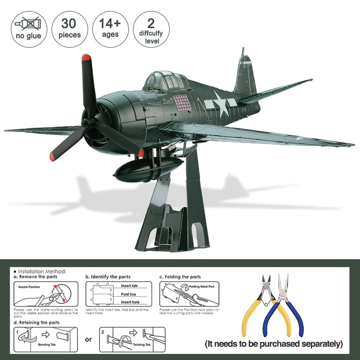 Diy 3D Metal Puzzle Kit For Teens Grumman F6F Hellcat