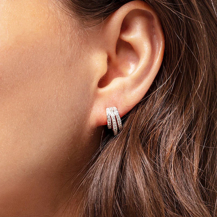 925 Sterling Silver Vintage Hinged Hoop Earrings Women Fine Jewelry