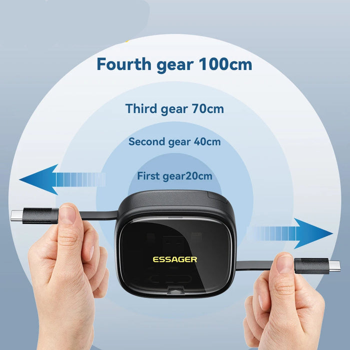 Usb C To Tpye C Cable Pd 60W To Micro Lightning Fast Charging Data Travel Multi Functional Cord With Holder Storage Box