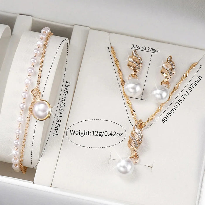 4 Piece Casual Quartz Watch Jewelry Set