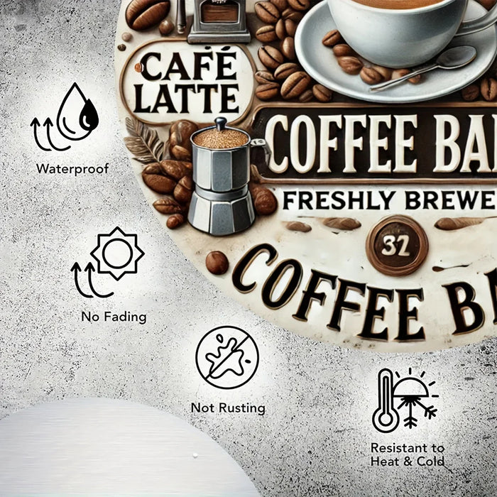 Aluminum Coffee Bar Sign Ideal Wall Decor For Home Cafe & Restaurant