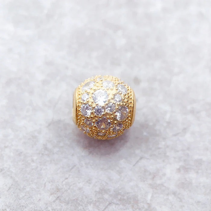 925 Sterling Silver Crushed Pave Golden Beads Diy Jewelry Accessory